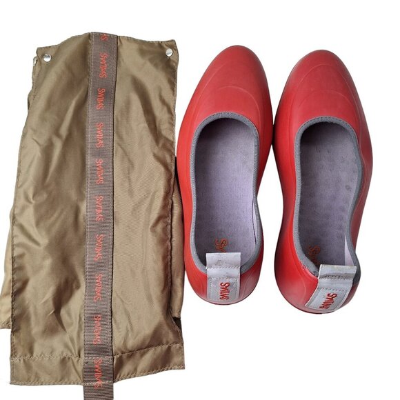 SWIMS Men Medium (Sz 6-7.5)‎ Red Rubber Classic Rain Shoe Cover Galoshes - Picture 1 of 16